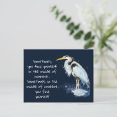 Waterverf Great Blue Heron Inspirerend Quote Feestdagenkaart (Staand voorkant)