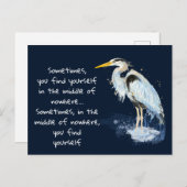 Waterverf Great Blue Heron Inspirerend Quote Feestdagenkaart (Voorkant / Achterkant)