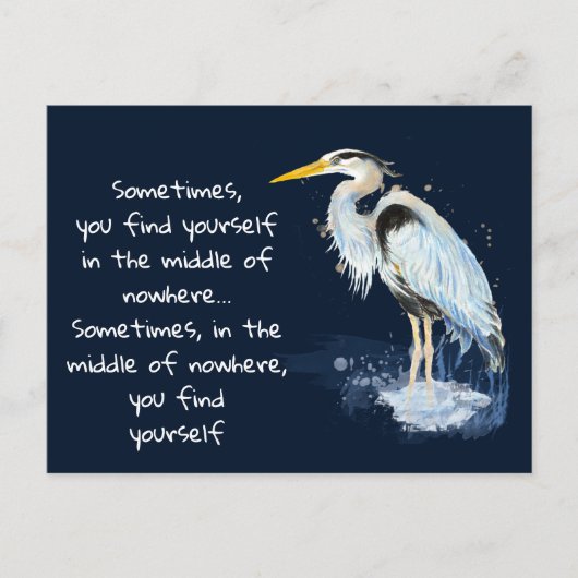 Waterverf Great Blue Heron Inspirerend Quote Feestdagenkaart (Voorkant)