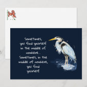 Waterverf Great Blue Heron Inspirerend Quote Feestdagenkaart (Voorkant / Achterkant)