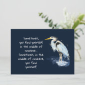 Waterverf Great Blue Heron Inspirerend Quote Feestdagenkaart (Staand voorkant)