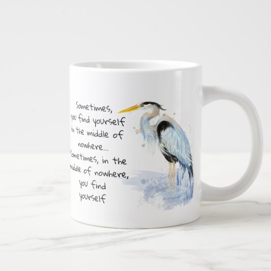 Waterverf Great Blue Heron Inspirerend Quote Grote Koffiekop (Rechts)