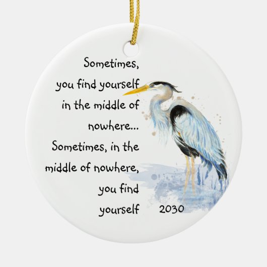 Waterverf Great Blue Heron Inspirerend Quote Keramisch Ornament (Voorkant)