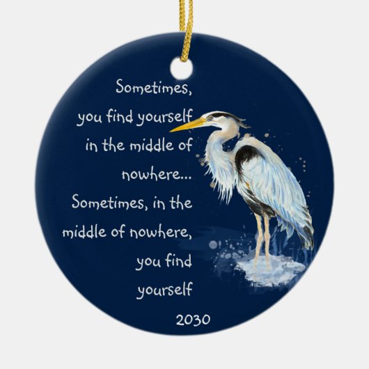 Waterverf Great Blue Heron Inspirerend Quote Keramisch Ornament (Voorkant)