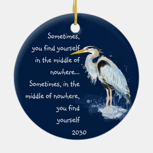 Waterverf Great Blue Heron Inspirerend Quote Keramisch Ornament (Achterkant)