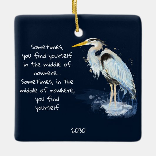 Waterverf Great Blue Heron Inspirerend Quote Keramisch Ornament (Voorkant)