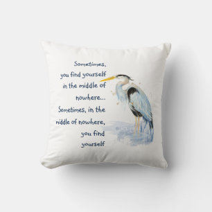 Waterverf Great Blue Heron Inspirerend Quote Kussen