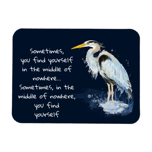 Waterverf Great Blue Heron Inspirerend Quote Magneet (Horizontaal)
