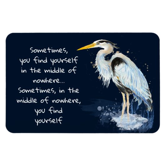 Waterverf Great Blue Heron Inspirerend Quote Magneet (Horizontaal)