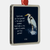 Waterverf Great Blue Heron Inspirerend Quote Metalen Ornament (Rechts)
