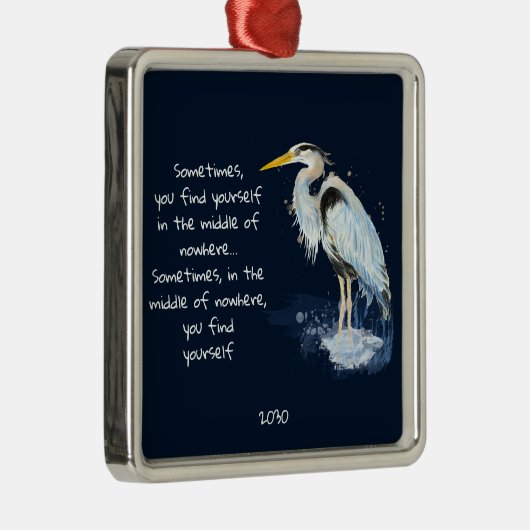 Waterverf Great Blue Heron Inspirerend Quote Metalen Ornament (Rechts)