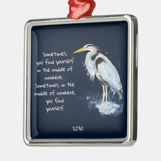 Waterverf Great Blue Heron Inspirerend Quote Metalen Ornament (Links)