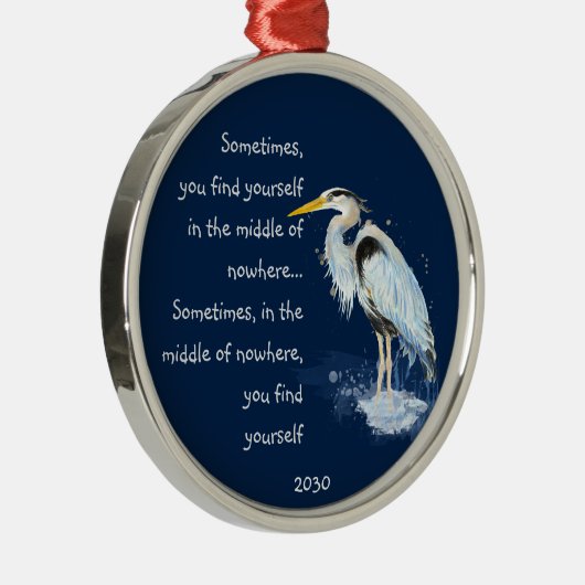 Waterverf Great Blue Heron Inspirerend Quote Metalen Ornament (Rechts)