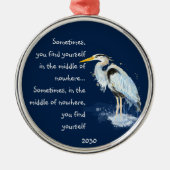 Waterverf Great Blue Heron Inspirerend Quote Metalen Ornament (Voorkant)