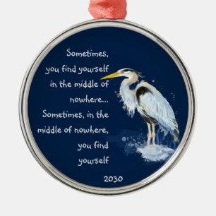 Waterverf Great Blue Heron Inspirerend Quote Metalen Ornament
