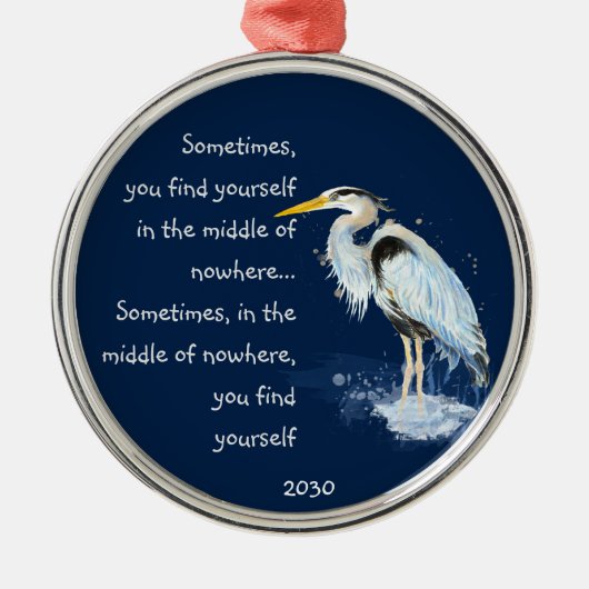 Waterverf Great Blue Heron Inspirerend Quote Metalen Ornament (Voorkant)