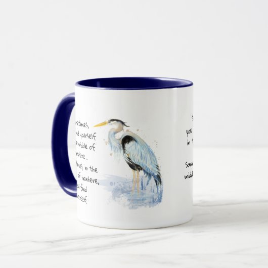 Waterverf Great Blue Heron Inspirerend Quote Mok (Voorkant links)