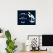 Waterverf Great Blue Heron Inspirerend Quote Poster (Thuiskantoor)