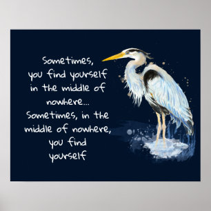 Waterverf Great Blue Heron Inspirerend Quote Poster