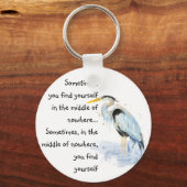 Waterverf Great Blue Heron Inspirerend Quote Sleutelhanger (Voorkant)