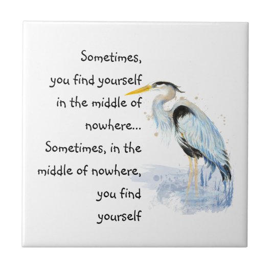 Waterverf Great Blue Heron Inspirerend Quote Tegeltje (Voorkant)