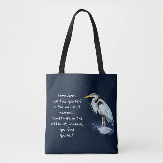 Waterverf Great Blue Heron Inspirerend Quote Tote Bag (Voorkant)