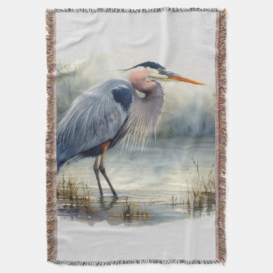 Waterverf Great Blue Heron Water Bird Willife Deken