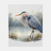 Waterverf Great Blue Heron Water Bird Willife Fleece Deken (Voorkant)
