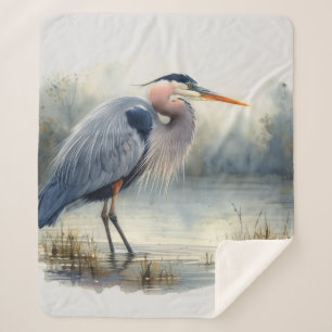 Waterverf Great Blue Heron Water Bird Willife Sherpa Deken