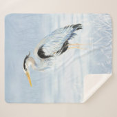 Waterverf Great Blue Heron Water Bird Willife Sherpa Deken (Voorkant (horizontaal))