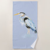 Waterverf Great Blue Heron Wildlife Art Strandlaken (Voorkant)