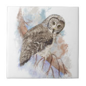 Waterverf Great Grey Owl Bird Art Tegeltje (Voorkant)