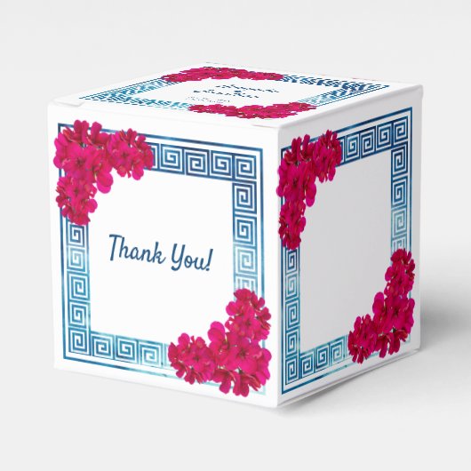 Waterverf Grecian Elegance + Pink Flowers Bedankdoosjes (Voorkant Zijde)