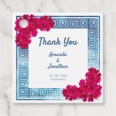Waterverf Grecian Elegance + Pink Flowers Bedankjes Labels (Voorkant)