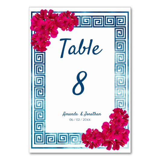 Waterverf Grecian Elegance + Pink Flowers Kaart (Voorkant)