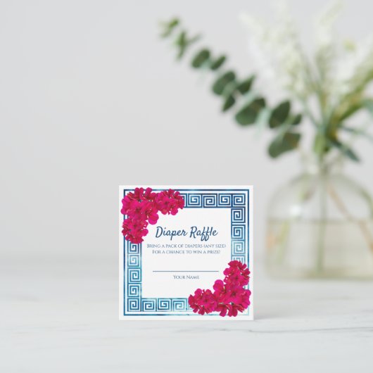 Waterverf Grecian Elegance Roze Baby shower Spel Informatiekaartje (Staand voorkant)