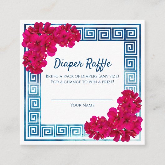 Waterverf Grecian Elegance Roze Baby shower Spel Informatiekaartje (Voorkant)