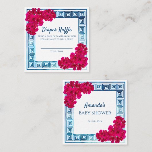 Waterverf Grecian Elegance Roze Baby shower Spel Informatiekaartje (Voorkant / Achterkant)