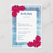 Waterverf Grecian Elegance + Roze Bloem RSVP Informatiekaartje (Voorkant)