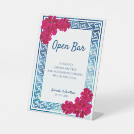 Waterverf Grecian Elegance + Roze Open Bar Reclamebord Met Voetstuk