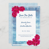 Waterverf Grecian Elegance + Roze Save The Date Kaart (Voorkant / Achterkant)