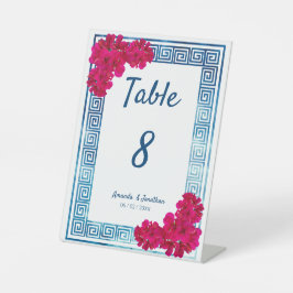 Waterverf Grecian Elegance + Roze Tafelnummer Reclamebord Met Voetstuk