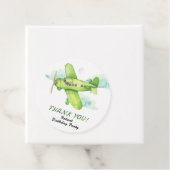 Waterverf Green Airplane Verjaardag bedankt Bedankjes Labels (In situ)