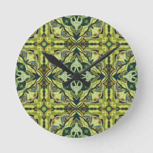 Waterverf Green Azulejo Spaanse Tile  Ronde Klok (Voorkant)