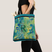Waterverf Green Blue Glitter Design Initiaal Tote Bag (Dichtbij)