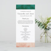 Waterverf Green Blush Pink Wedding Programme (Staand voorkant)