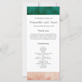 Waterverf Green Blush Pink Wedding Programme