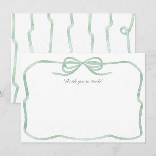 Waterverf Green Bow Tying The Knot Vrijgezellenfee Bedankkaart (Voorkant / Achterkant)