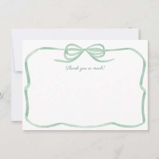 Waterverf Green Bow Tying The Knot Vrijgezellenfee Bedankkaart (Voorkant)