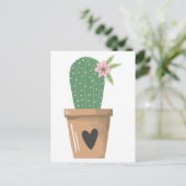Waterverf Green Cactus Flower Love Heart Briefkaart (Staand voorkant)
